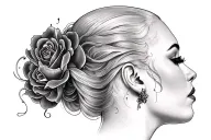 side of head tattoo with script writing that says "Pauline" tattoo design idea