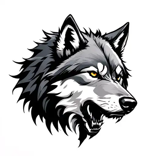 Battle Wolf tattoo design idea