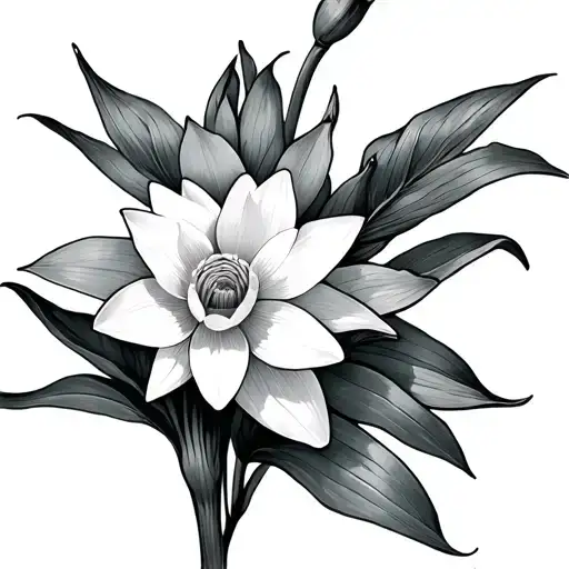 Daffodil And Water Lily tattoo design idea