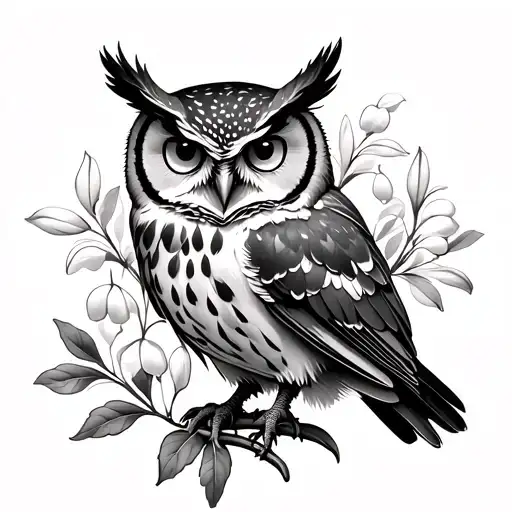Lily Of The Valley And Hawthorn owl tattoo design idea