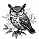 Lily Of The Valley And Hawthorn owl tattoo design idea
