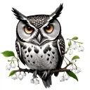 Lily Of The Valley And Hawthorn owl tattoo design idea