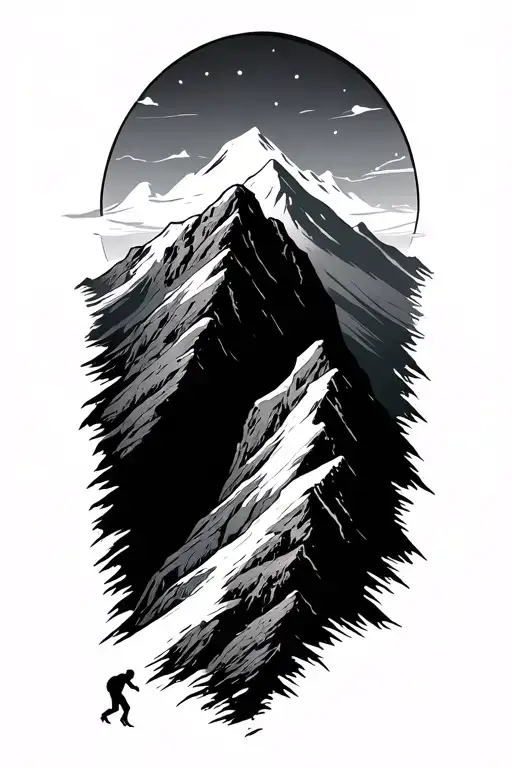 climbing mountain of life tattoo design idea
