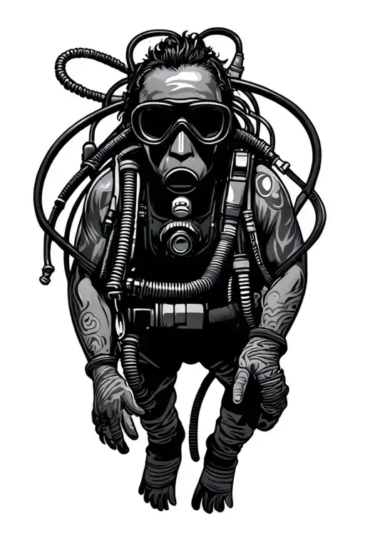 scuba diving tattoo design idea