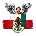 angel baby with one wing Mexico flag one wing Canada flag tattoo design idea