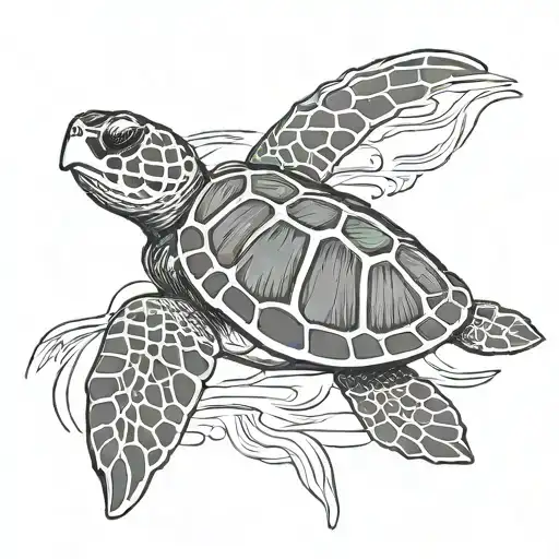 baby sea turtle tattoo design idea