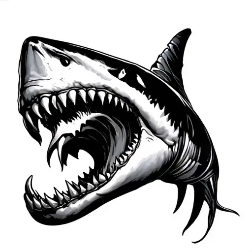 Shark Jaw Knee tattoo design idea