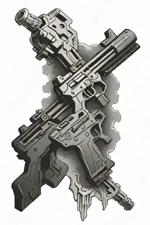 Halo gravity hammer crossed with battle rifle intertwined tattoo design idea