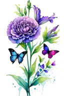 Purple Carnation, gladiolus And Butterflies tattoo design tattoo design idea