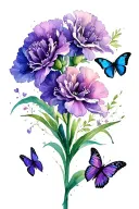 Purple Carnation, gladiolus And Butterflies tattoo design tattoo design idea