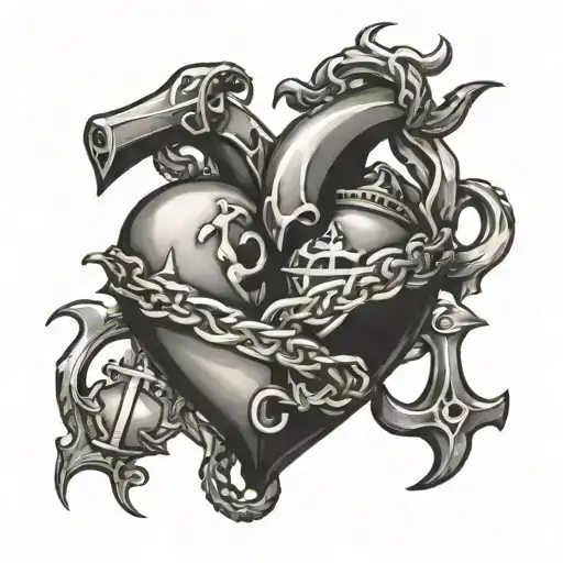 guarded heart, anchors symbolizing your strong bond tattoo design idea