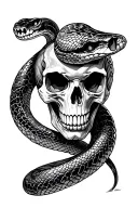 snake and skull face tattoo design idea