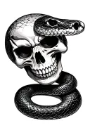 snake and skull face tattoo design idea