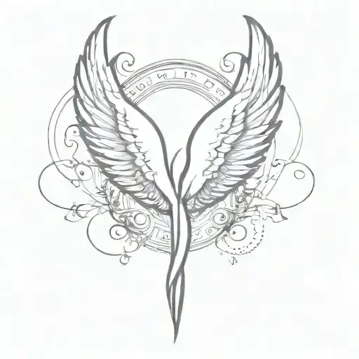angel wings and serenity prayer tattoo design idea