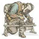 welder working tattoo design idea