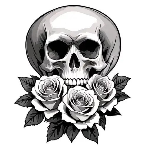 2 skulls and 3 roses tattoo design idea