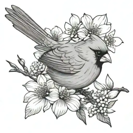 cardinal dogwood tattoo design idea
