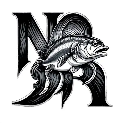 fish-eye lettering NOIR and blurry tattoo design idea