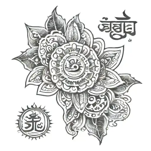 sanskrit shloka with artwork tattoo design idea