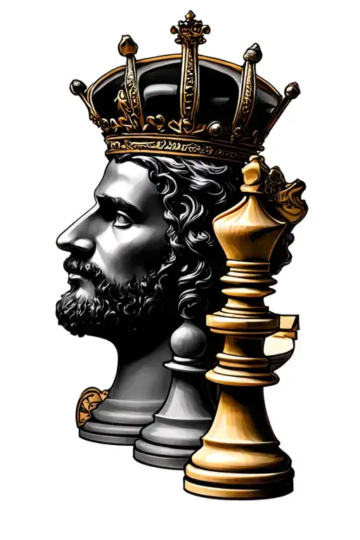 chess king and queen tattoo design idea