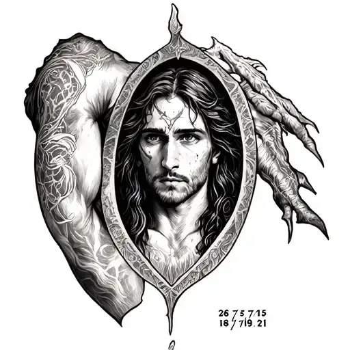 Inner Bicep that includes the following dates: 26/5/15 18/2/19 2/8/21 with a Tolkien-elvish style tattoo design idea