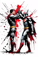 Superman vs mandalorian fighting tattoo design idea