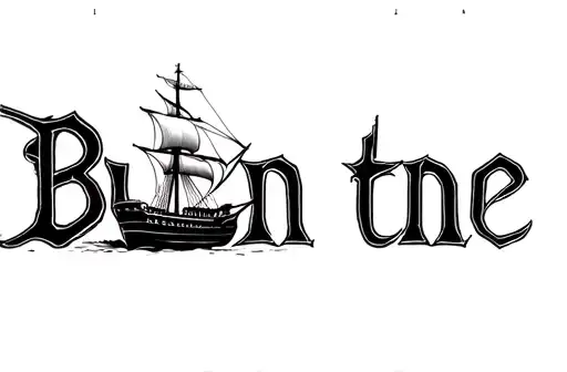 "Burn the ship" tattoo design idea