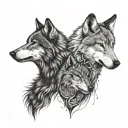 two wolves looking at each other. standing opposite and looking at each other tattoo design idea