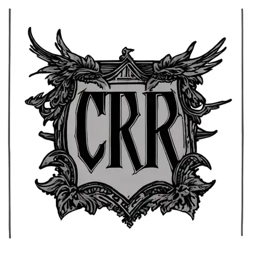 march 19 2024 in roman numerals with the initials CRR in the background  tattoo design idea