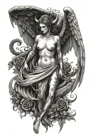 half Angel half devil with wing spread tattoo design idea