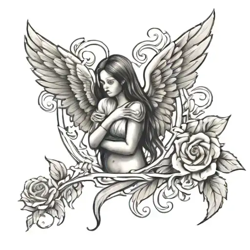 miscarriage, grief, change, love, acceptance, angel tattoo design idea