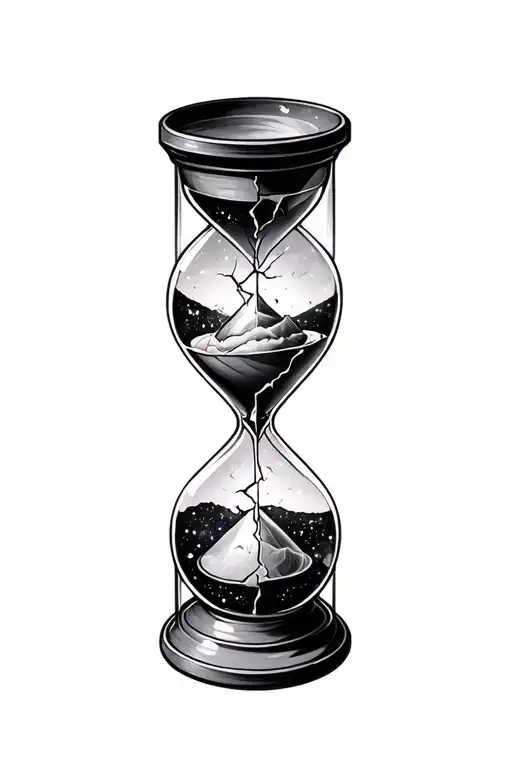 Hourglass cracked galaxy inside tattoo design idea