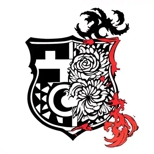 El Barcelona and Itachi Uchiha shield tattoo design idea