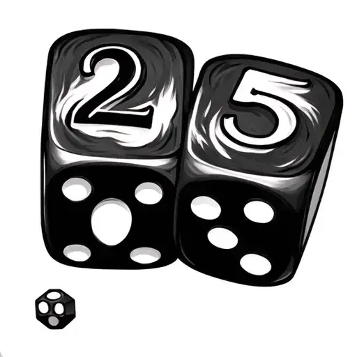 two dice rolling showing 2 & 5 tattoo design idea