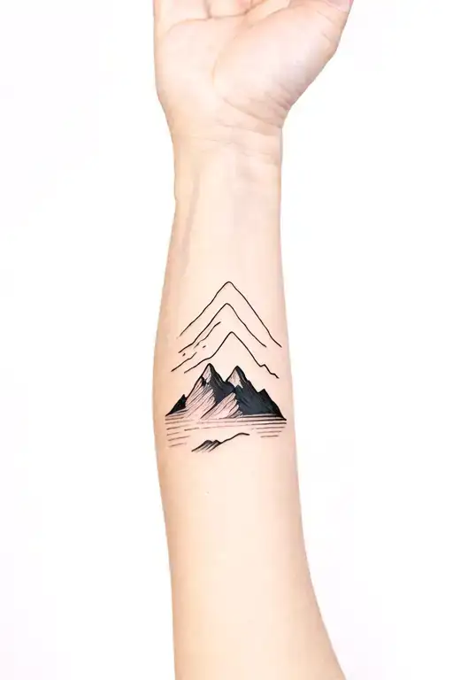 Mountains on the arm tattoo design idea