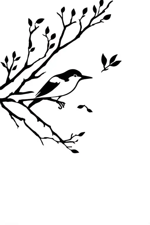 bird and tree branch that represents me and my husband small that is for 3 inch tattoo design idea
