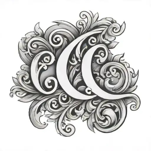 two lettres L mixed with volutes style tattoo tattoo design idea