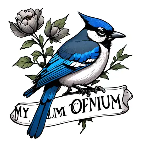 opium tattoo design featuring my last name and a bluejay tattoo design idea