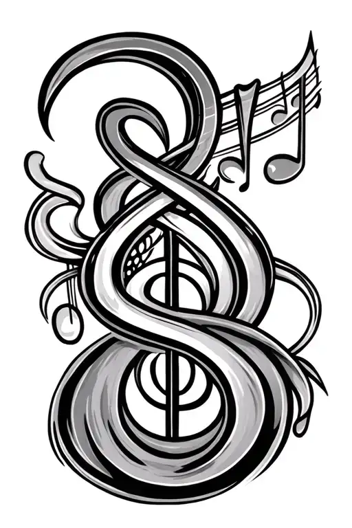 "Gypsy" music symbol intertwined tattoo design idea