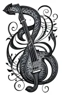 "Gypsy" music symbol intertwined tattoo design idea