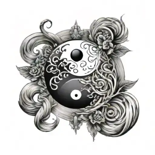yin yang gemini sign tattoo design idea