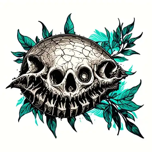 Ancient-looking, irregular fossilized patterns in sepia, charcoal, and muted teal. tattoo design idea