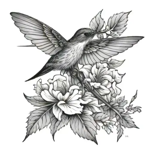 Hummingbird And Dragonfly tattoo design idea