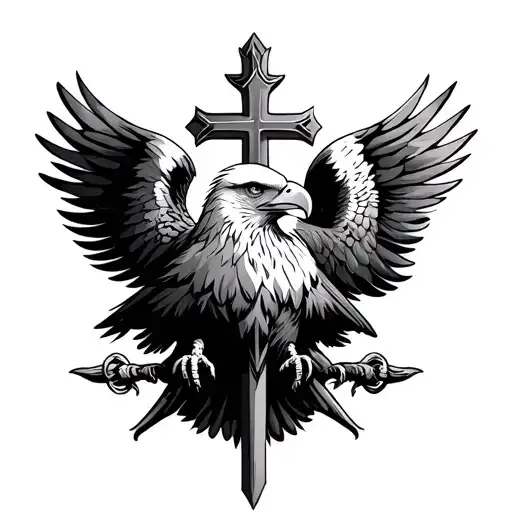 eagle and cross tattoo tattoo design idea
