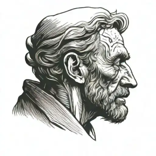 Van Gogh without an ear clutches his head in despair  tattoo design idea