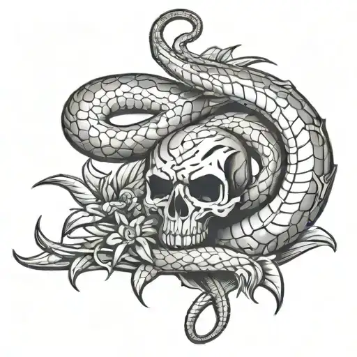 lower back tattoo design that has snake and dagger tattoo design idea