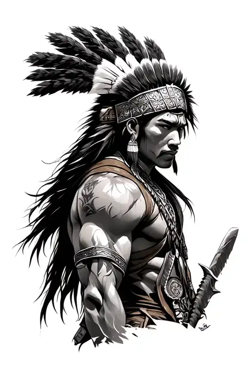 Apache warrior anime tattoo design idea