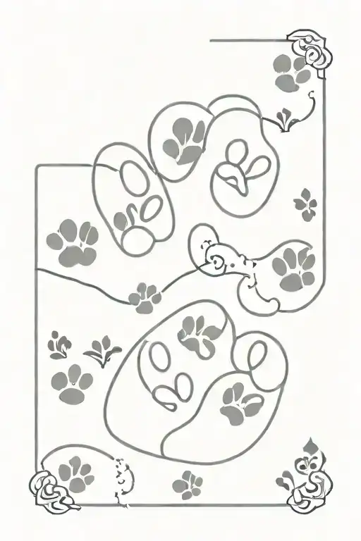 paw print playing cards tattoo design idea
