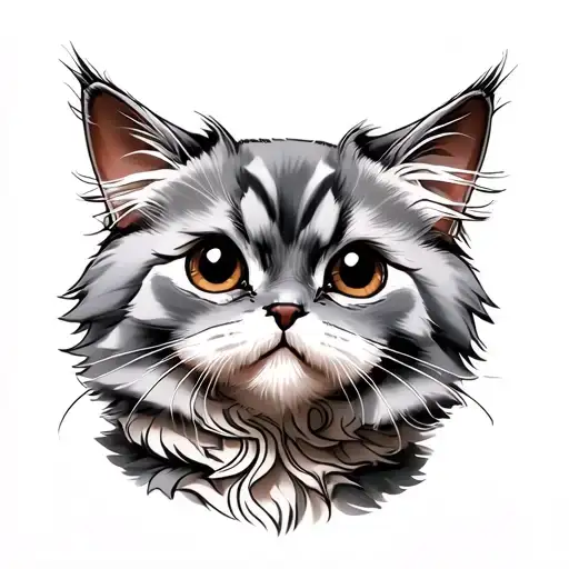 grey persian cat tattoo design idea