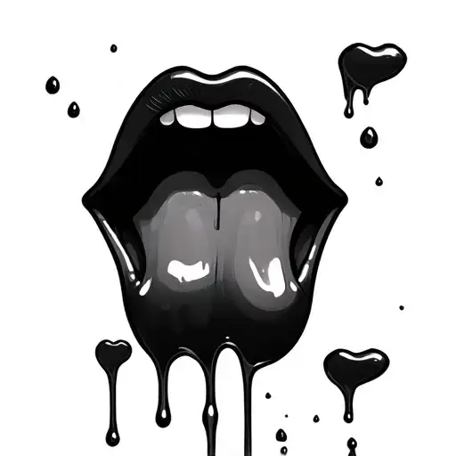 milk dripping from lips and tongue  tattoo design idea